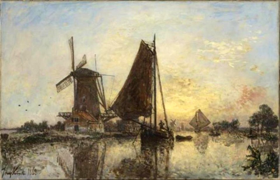 Johan Barthold Jongkind - Schip bij molens - RF 1990 - Musée d'Orsay