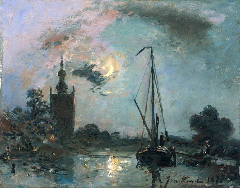 Johan Barthold Jongkind - Overschie bij maneschijn