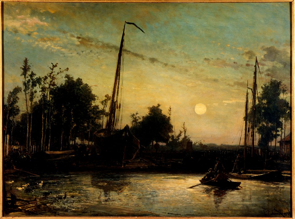 Johan Barthold Jongkind - Bateau en construction en bord de canal, Paysage hollandais - PPP3051 - Musée des Beaux-Arts de la ville de Paris