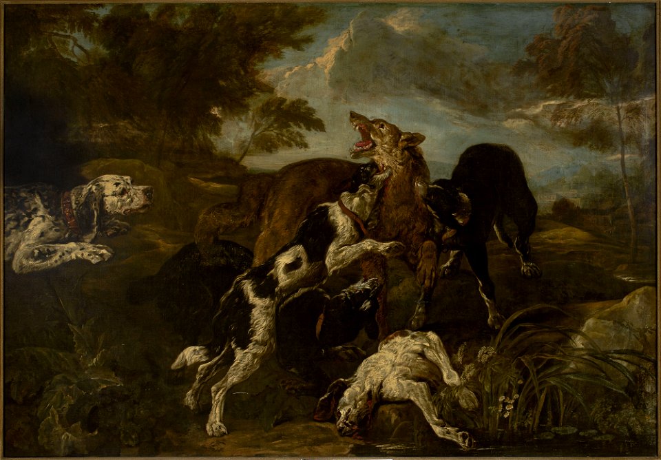 Joannes Fijt - Dogs fighting a wolf - M.Ob.2378 MNW - National Museum in Warsaw