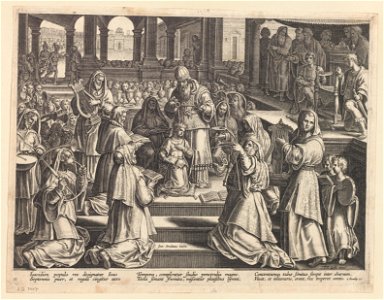 Joash anointed King by Jehoiada ca.1589 print by Stradanus, S.IV 2407, Prints Department, Royal Library of Belgium