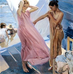 Joaquín Sorolla y Bastida - After Bathing, Valencia - Google Art Project. Free illustration for personal and commercial use.