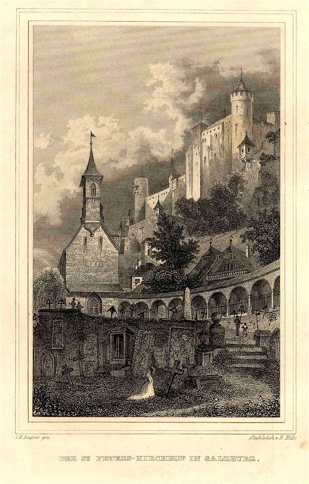 JM Bayrer Der St Peters-Kirchhof in Salzburg c1840 ubs G 1057 II