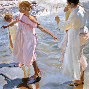 Joaquín Sorolla y Bastida - Time for a Bathe, Valencia - Google Art Project. Free illustration for personal and commercial use.