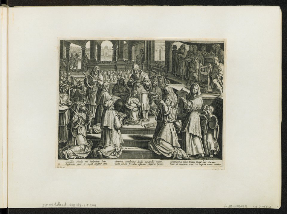 Joash anointed King by Jehoiada ca.1589 print by Stradanus, S.I 1543, Prints Department, Royal Library of Belgium