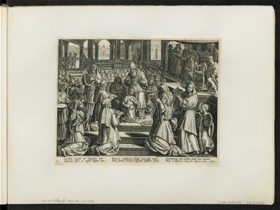 Joash anointed King by Jehoiada ca.1589 print by Stradanus, S.I 1543, Prints Department, Royal Library of Belgium