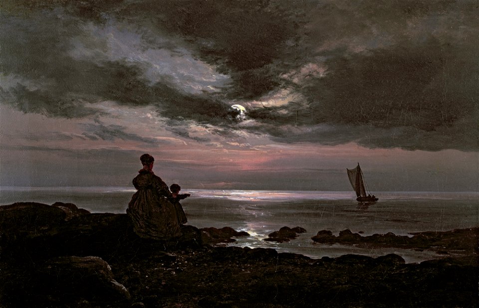 Johan Christian Claussen Dahl - Mor og barn ved sjøen (1840)