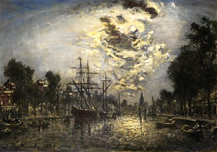 Johan Barthold Jongkind - Rotterdam bij maneschijn