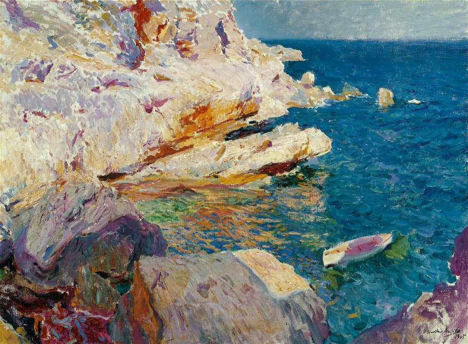 Joaquín Sorolla y Bastida - Rocas de Jávea y el bote blanco
