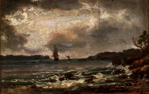 Johan Christian Dahl - The Larvik Fiord in Moonlight - Fra Larviksfjorden - KODE Art Museums and Composer Homes - BB.M.00985