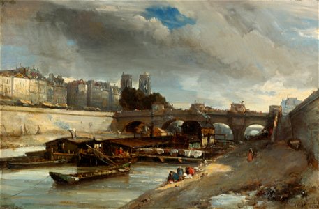 Johan Barthold Jongkind - Boot wasplaats de buurt van de Pont Neuf, Parijs