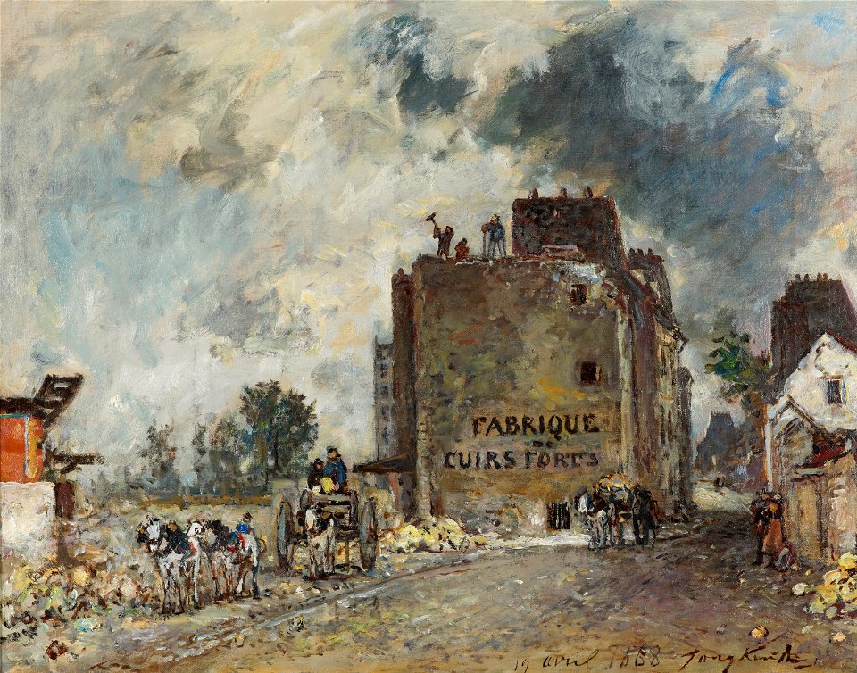 Johan Barthold Jongkind - Demolition work in Rue des Franc-Bourgeois St. Marcel - Google Art Project