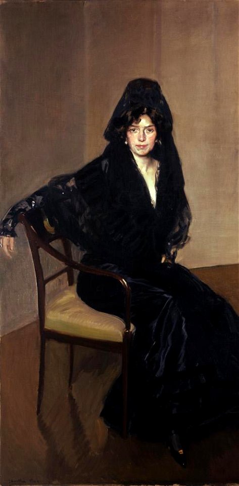 Joaquín Sorolla y Bastida - Señora de Sorolla in a Spanish Mantilla - A294 - Hispanic Society of America
