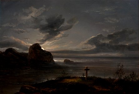 Johan Christian Dahl - The Grave by the Sea - Måneskinn - KODE Art Museums and Composer Homes - RMS.M.00061