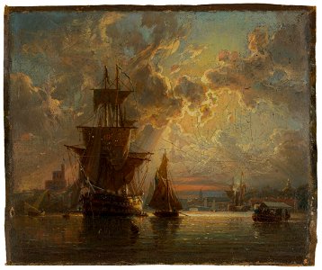 Johan Christian Berger - The Liner Carl XIII getting its Sails dry behind Kastellholmen - NM 7484 - Nationalmuseum