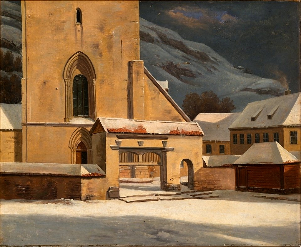 Johan Christian Dahl - The Entrance Gate of the Cathedral, Bergen - Bergens Domkirke - KODE Art Museums and Composer Homes - BB.M.00982