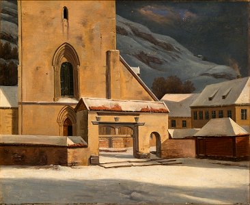 Johan Christian Dahl - The Entrance Gate of the Cathedral, Bergen - Bergens Domkirke - KODE Art Museums and Composer Homes - BB.M.00982