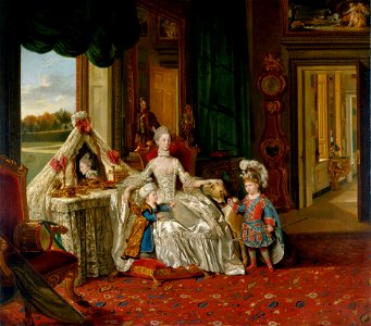 Johan Joseph Zoffany (Frankfurt 1733-London 1810) - Queen Charlotte (1744-1818) with her Two Eldest Sons - RCIN 400146 - Royal Collection. Free illustration for personal and commercial use.