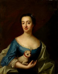 Johan Henrik Scheffel - Portrait with a lady with lapdog - S-2010-204 - Finnish National Gallery