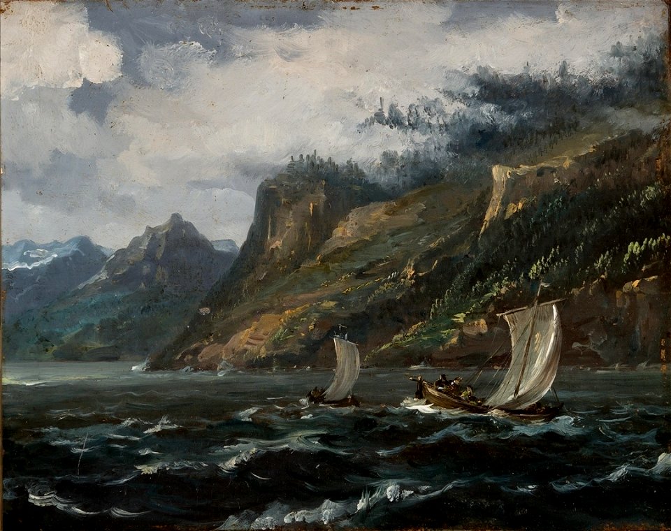 Johan Christian Dahl - Coastal Landscape with Fishing Boats - Frisk bris - KODE Art Museums and Composer Homes - BB.M.00624