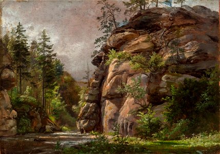 Johan Christian Dahl - River between steep Rocks - Liebthaler Grund - KODE Art Museums and Composer Homes - RMS.M.00068
