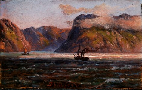 Johan Christian Dahl - View of the Sognefiord - Fra Sognefjorden - KODE Art Museums and Composer Homes - BB.M.00986. Free illustration for personal and commercial use.