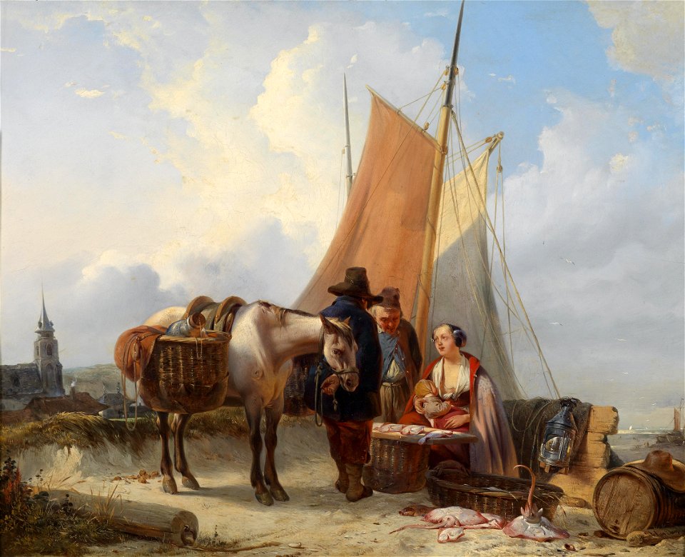 Johan Janssens Fischer am Strand von Scheveningen 1842