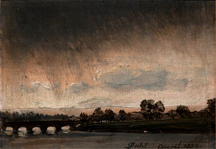 Johan Christian Dahl - View of the Elbe with the Bridge - Bro over Elben - KODE Art Museums and Composer Homes - RMS.M.00082