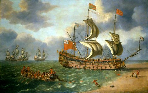Johan Danckerts (c.1615-1687) - The Wreck of the 'Gloucester' off Yarmouth, 6 May 1682 - BHC3369 - Royal Museums Greenwich