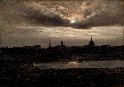 Johan Christian Dahl - Dresden by Moonlight - KODE Art Museums and Composer Homes - BB.M.00393