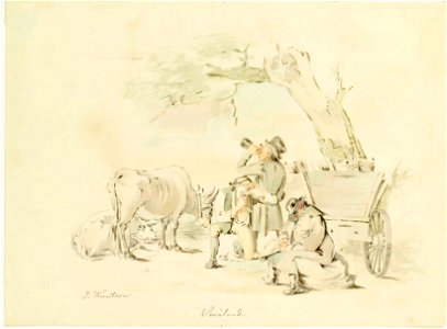Johan Knutson - Kolme humalaista miestä, kaksi lehmää ja kärryt - A I 637-2 (26) - Finnish National Gallery