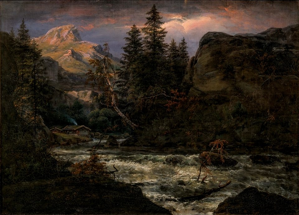 Johan Christian Dahl - Mountain Landscape at Sunset - Landskap i solnedgang - KODE Art Museums and Composer Homes - BB.M.00752