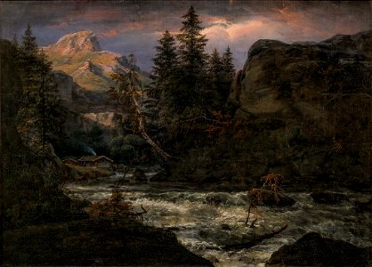 Johan Christian Dahl - Mountain Landscape at Sunset - Landskap i solnedgang - KODE Art Museums and Composer Homes - BB.M.00752