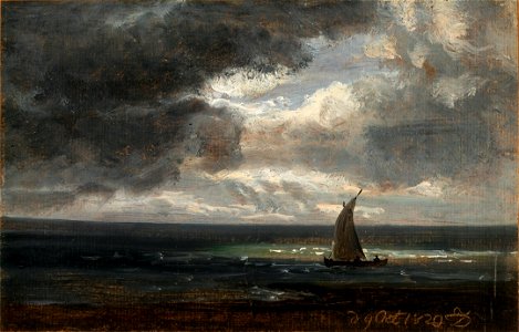 Johan Christian Dahl - Sailing-boat under Storm-clouds - Sjekte med seil - KODE Art Museums and Composer Homes - BB.M.00455