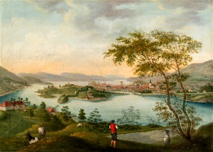 Johan Christian Dahl - Bergen seen from Kronstad - Utsikt over Bergen fra Møllendal - KODE Art Museums and Composer Homes - BB.M.00397. Free illustration for personal and commercial use.