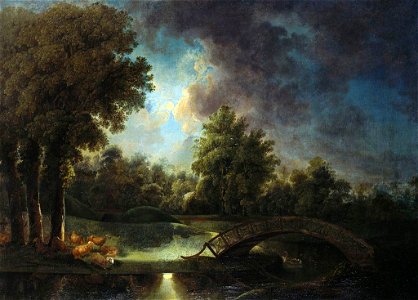 Johan Jacob Schalch (1723-89) - The Gardens at Kew by Moonlight - RCIN 403516 - Royal Collection