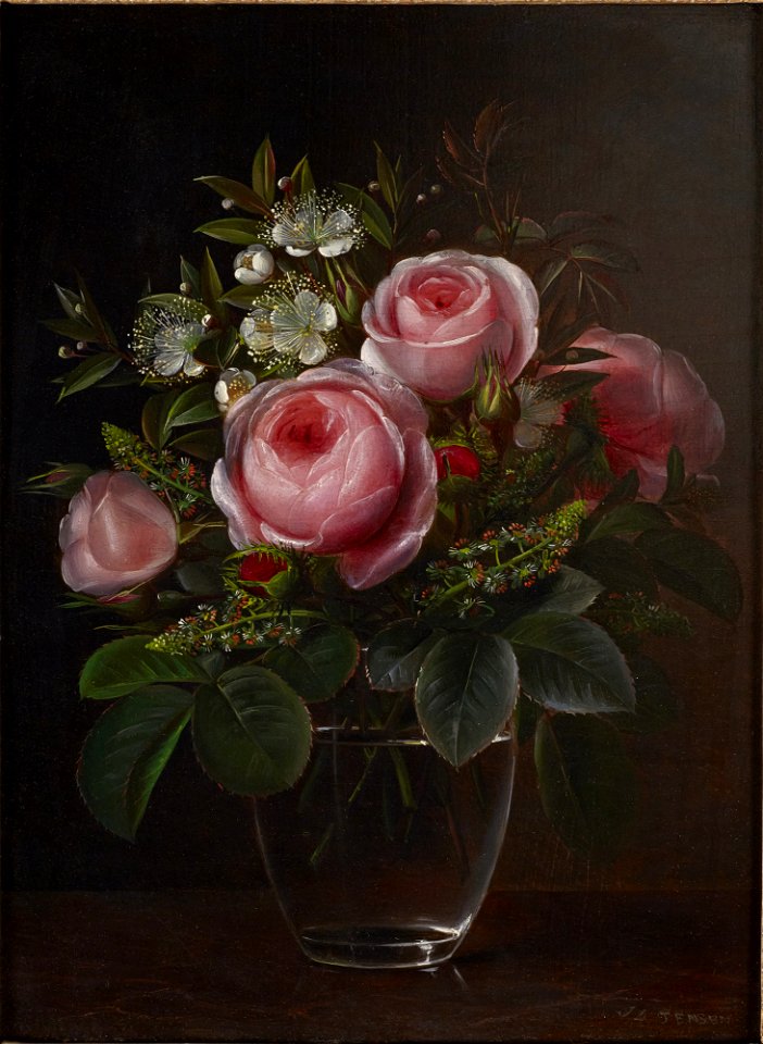 Johan Laurentz Jensen - Roses and Tree Anemones in a Glass Vase - 2011-165 - Princeton University Art Museum