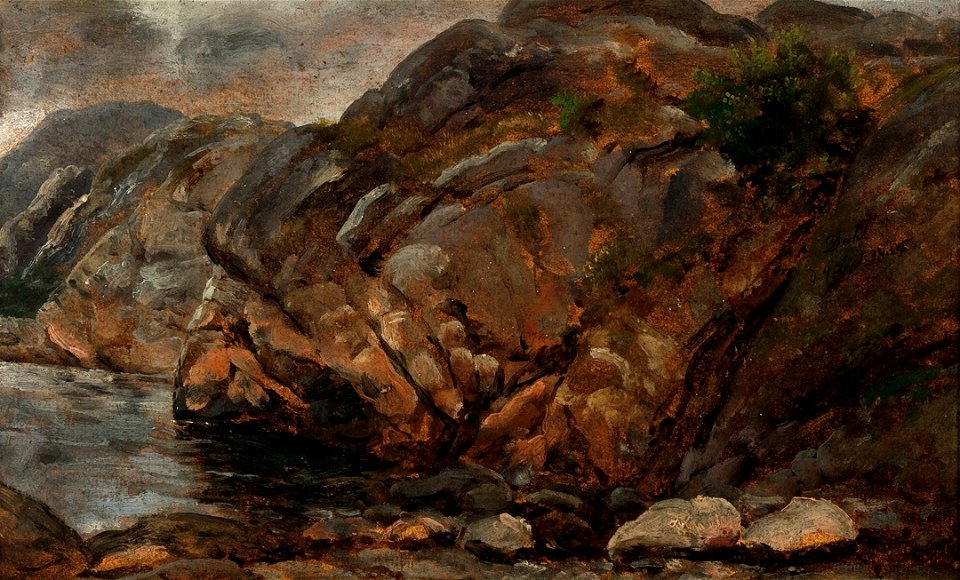 Johan Christian Dahl - Rocky Coast near Bergen - Strandparti ved Bergen - KODE Art Museums and Composer Homes - RMS.M.00083