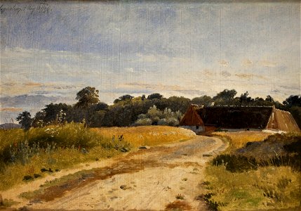 Johan Thomas Lundbye - A Croft at Lodskov near Vognserup Manor. Study - KMS4582 - Statens Museum for Kunst