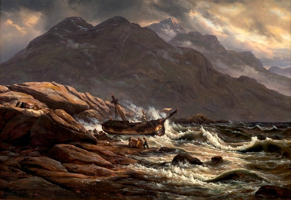 Johan Christian Dahl - Shipwreck on the Coast of Norway - Skipbrudd ved den norske kyst - KODE Art Museums and Composer Homes - BB.M.01239