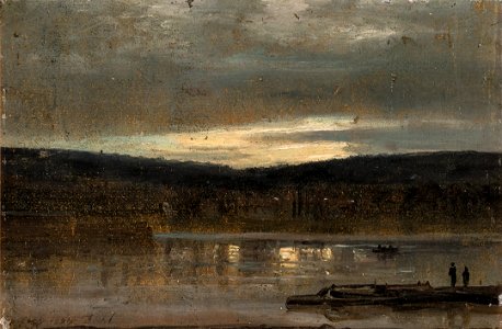 Johan Christian Dahl - The Elbe in the Evening - Gråvær over Elben - KODE Art Museums and Composer Homes - BB.M.00392