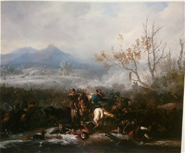 Johan van Huchtenburgh - Battle in Winter. Free illustration for personal and commercial use.