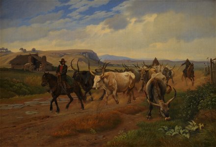 Johan Thomas Lundbye - A Drove of Oxen in the Roman Campagna - KMS510 - Statens Museum for Kunst