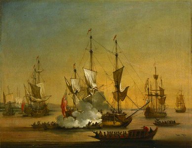 Johann Baptiste Bouttats (c.1680-1743) - A Shipping Scene in the Lower Thames, about 1720 - BHC0995 - Royal Museums Greenwich