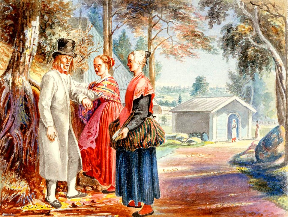 Johan Knutson - Kohtaaminen kirkkomatkalla - A I 637-2 (29) - Finnish National Gallery