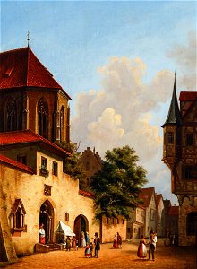 Johann Baptist Laule Straßenansicht mit gotischem Dom 1850