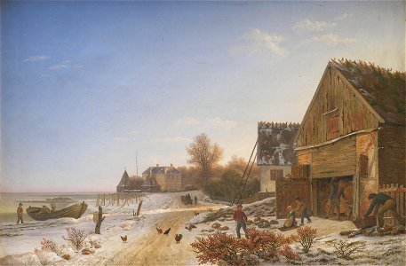 Johan Stroe - Strandvejen ved Vedbæk. Vintereftermiddag - KMS344 - Statens Museum for Kunst