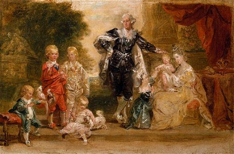 Johan Joseph Zoffany (Frankfurt 1733-London 1810) - George III, Queen Charlotte and their six eldest children - RCIN 400669 - Royal Collection. Free illustration for personal and commercial use.
