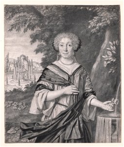 Johan Thopas (Dutch, 1630-1700) - Portrait of a Woman Near a Fountain, a Rose in Her Hand - 2019.13 - Cleveland Museum of Art