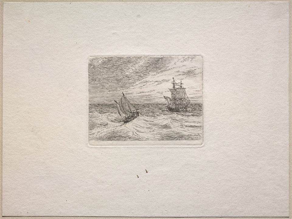 Johann Christian Clausen Dahl (Norwegian, 1788-1857) - Rough Seas with a Two-master and Sailboat - 2004.94 - Cleveland Museum of Art